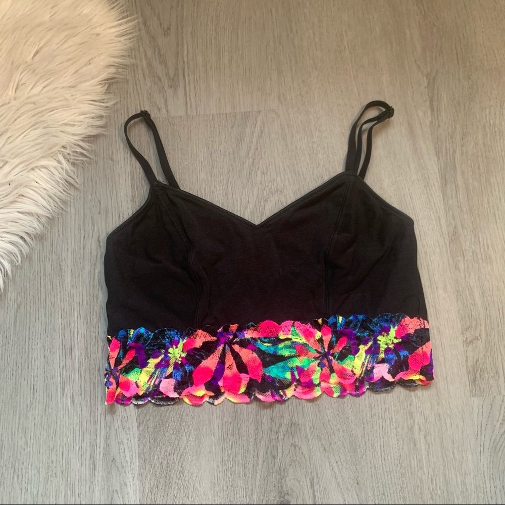 PINK VICTORIA SECRET rainbow flower print bralette S
